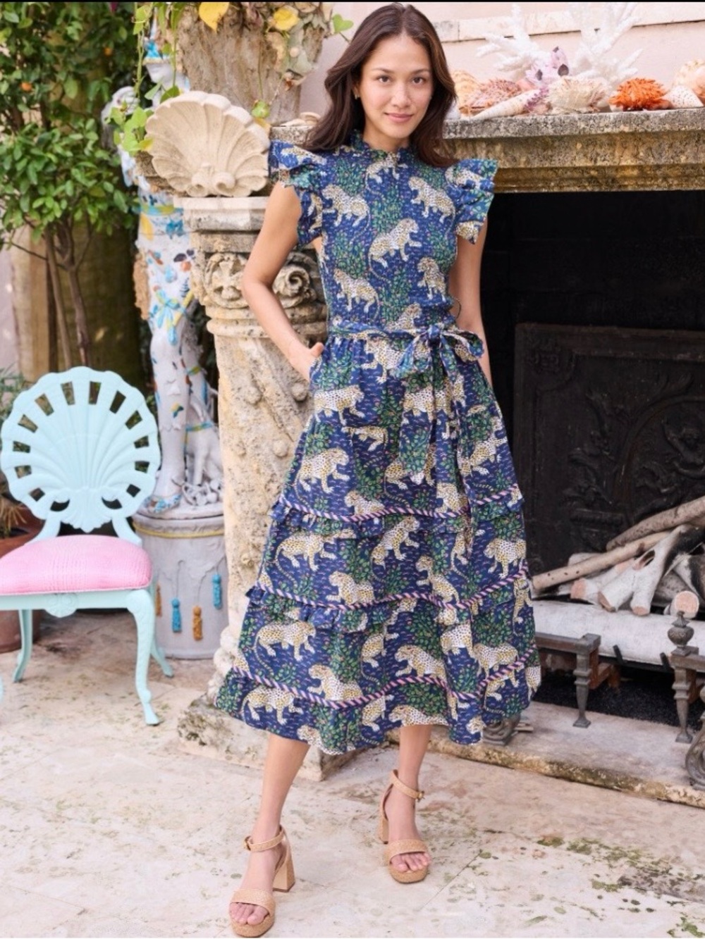 NWOT Printfresh Ready to Ruffle Bagheera Midi Dress